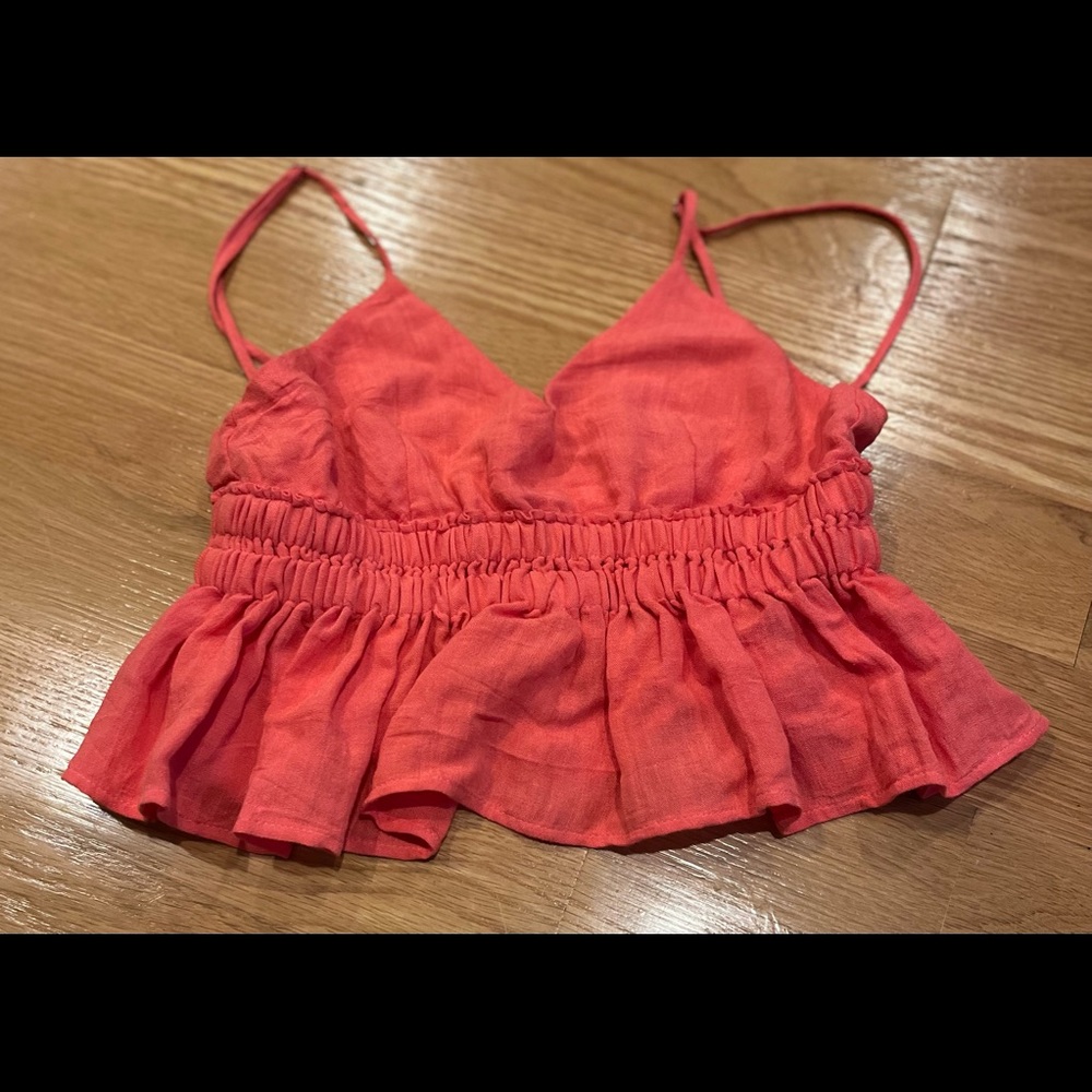 Peach Cotton Candy LA Ruffle Spaghetti Strap Top